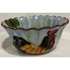 International le Rooster and Sun Flowers Serving Bowl by Susan Winget 9.5